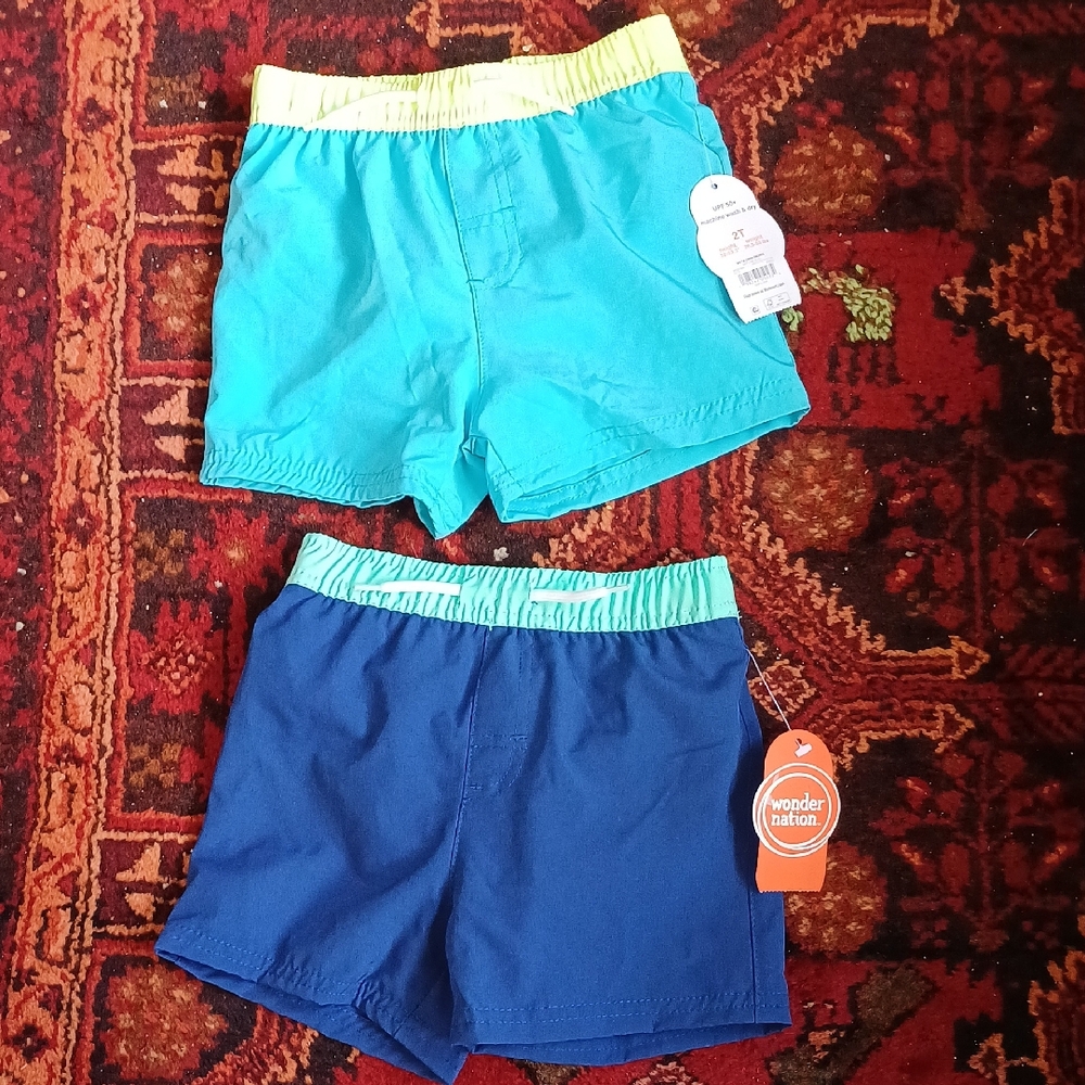 Wonder Nation Blue and Teal Swim Shorts